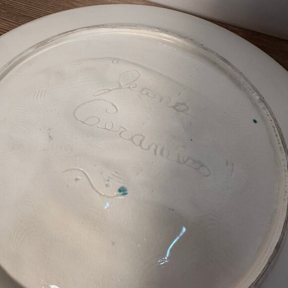 VTG Santa Christmas Plate Rare 1965 Pottery Hand Signed by Artist Cookie Platter - Picture 6 of 8